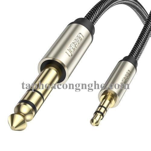 Ugreen 10630 5M màu xám đen cáp 3.5mm TRS ra 6.35mm TS Stereo Pro Audio mạ vàng 24K AV127 30010630